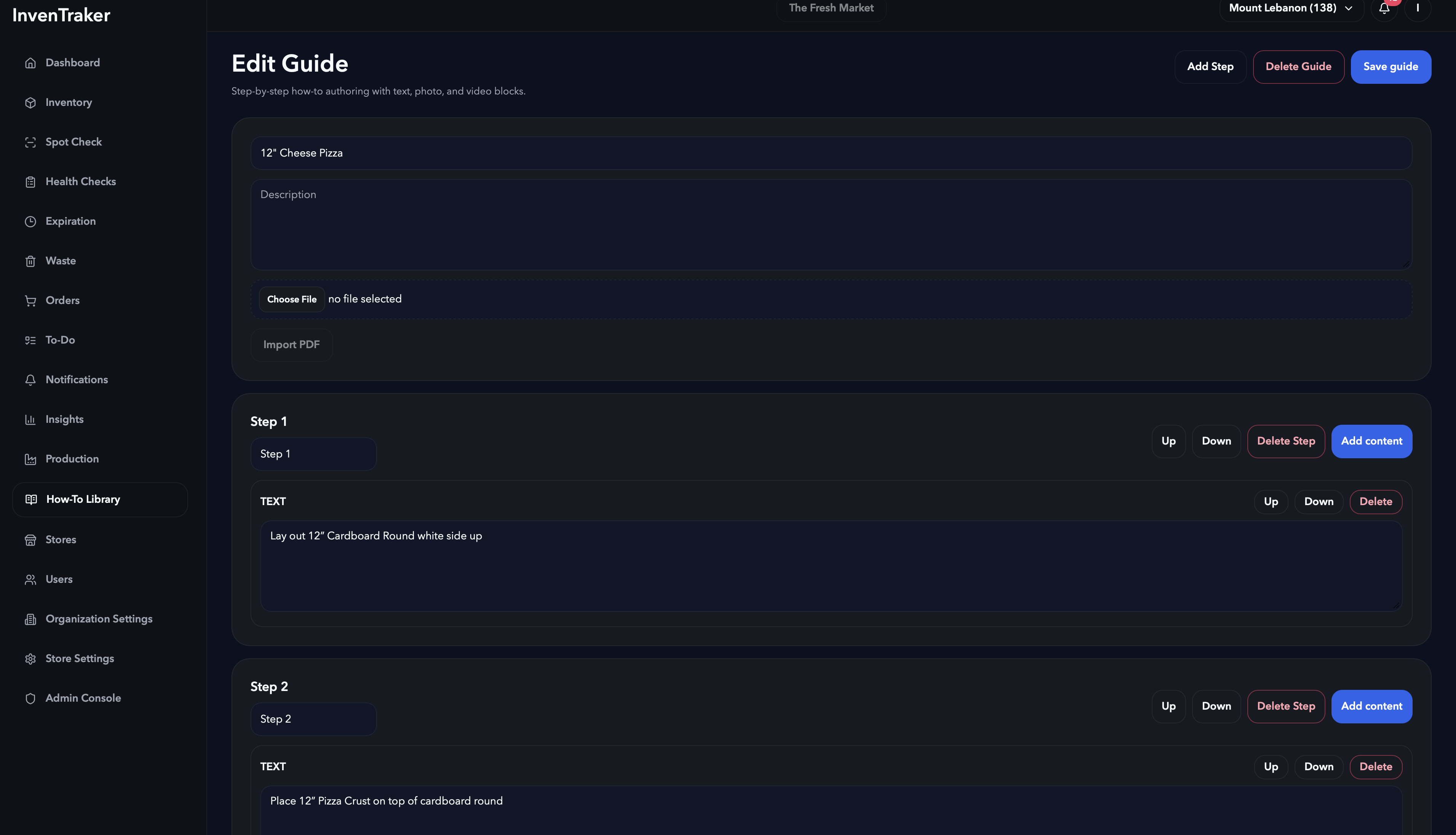 How-to guide editor with step blocks